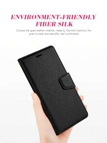Funda del teléfono del tirón PU - Negro - Ver 5