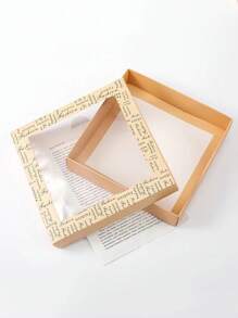 1pc Paper Gift Box, Modern Clear Gift Packaging Box For Party - Apricot - View 1