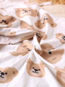 Newborn Photography Bear Print Wrap Blanket & Accessory Hat - White - View 5