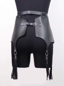 1入組女士流蘇裝飾可調節時尚腰帶用於禮服裝飾 - 黑色 - 查看 3