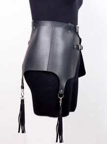 1入組女士流蘇裝飾可調節時尚腰帶用於禮服裝飾 - 黑色 - 查看 5