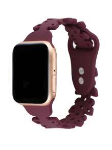 Dây đeo đồng hồ silicon chi tiết hình con bướm Tương thích với Apple Watch - Màu Đỏ Sâu - Xem 3