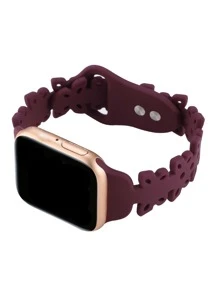 Dây đeo đồng hồ silicon chi tiết hình con bướm Tương thích với Apple Watch - Màu Đỏ Sâu - Xem 4