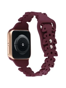 Dây đeo đồng hồ silicon chi tiết hình con bướm Tương thích với Apple Watch - Màu Đỏ Sâu - Xem 5