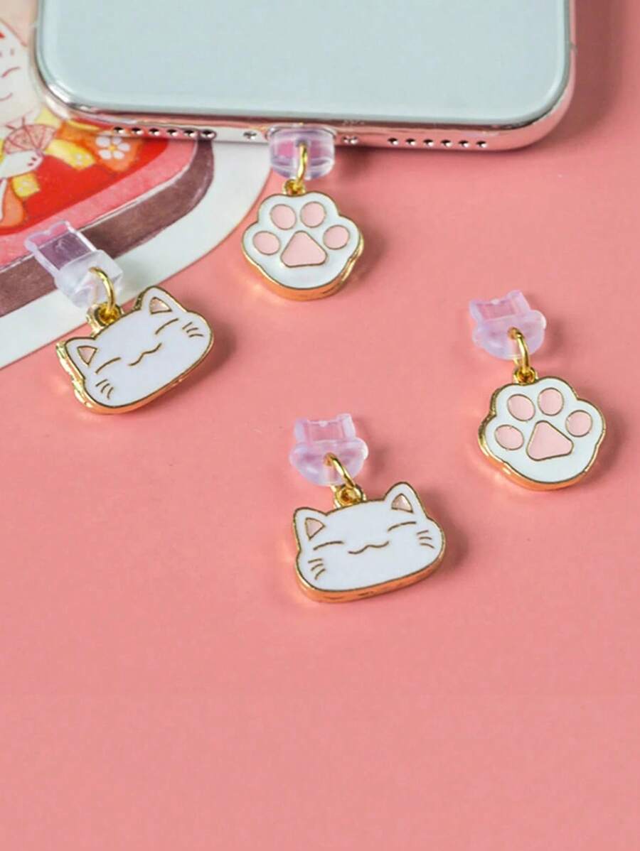 2入組鋅合金卡通貓和爪子設計防塵塞 - 彩色 - 查看 1