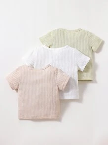 Đứa bé trai 3pcs Dệt kim Waffle Áo thun - Nhiều màu - Xem 2