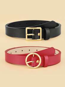 2 chiếc thắt lưng thông thường khóa vuông cho nữ, dùng cho cuộc sống hàng ngày - Nhiều màu - Xem 1