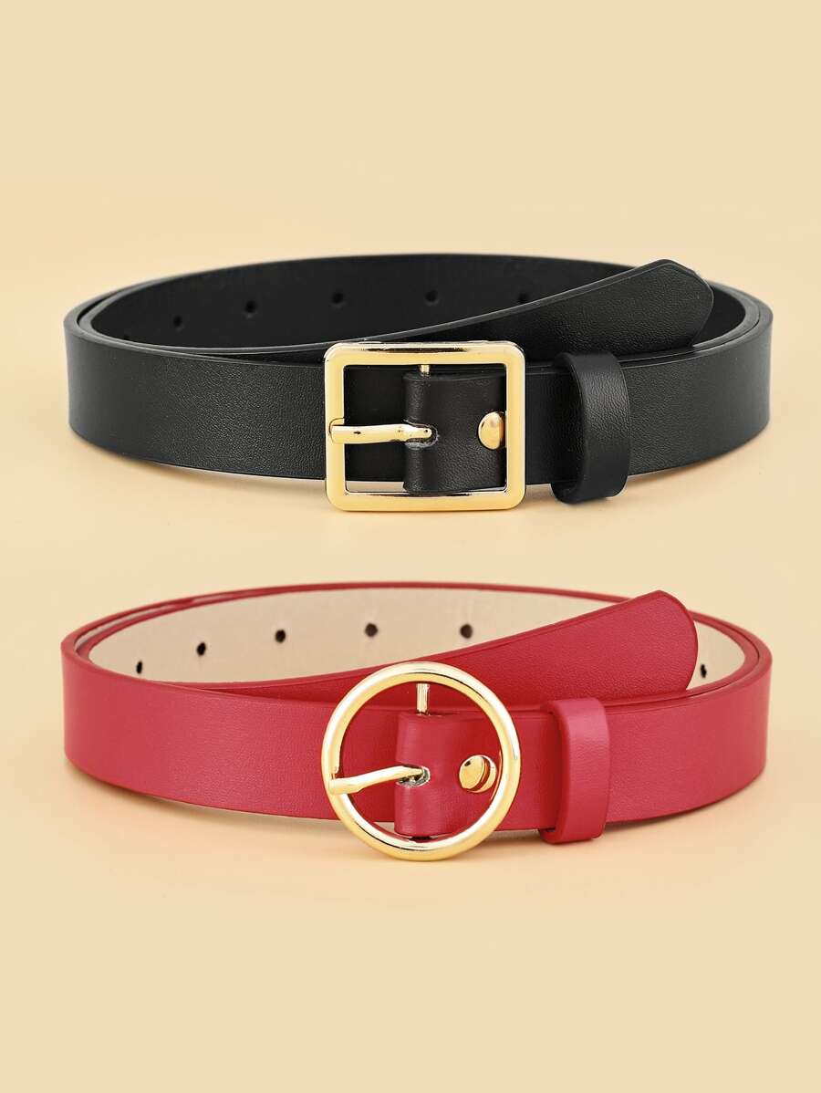 2 chiếc thắt lưng thông thường khóa vuông cho nữ, dùng cho cuộc sống hàng ngày - Nhiều màu - Xem 1