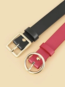 2 chiếc thắt lưng thông thường khóa vuông cho nữ, dùng cho cuộc sống hàng ngày - Nhiều màu - Xem 3