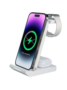 ilepo Bộ sạc không dây sạc nhanh 3 trong 1 - trắng - Xem 1