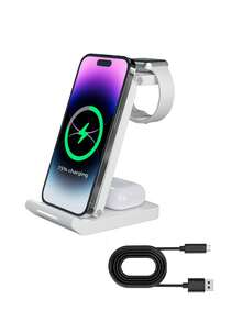 ilepo Bộ sạc không dây sạc nhanh 3 trong 1 - trắng - Xem 2