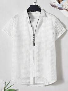 Manfinity Men Solid Button Front Shirt Without Tee - White - View 6