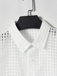 Manfinity Men Solid Button Front Shirt Without Tee - White - View 4
