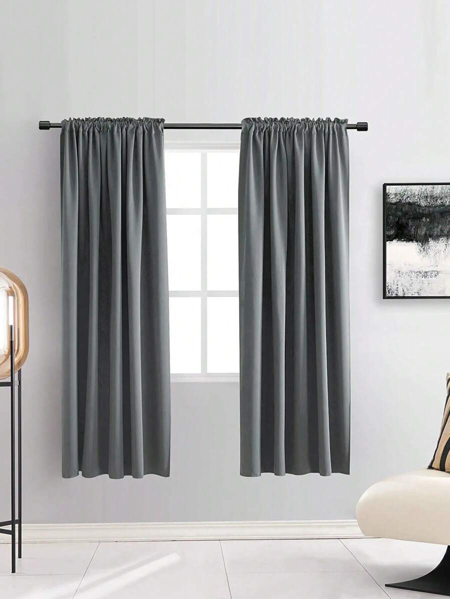 1pc Coated Nordic Minimalist Versatile Blackout Curtain, Suitable For Multiple Scenes At Home - Grey - View 1