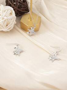 3 cái / bộ Bộ trang sức trang trí ngôi sao Rhinestone - Bạc - Xem 1