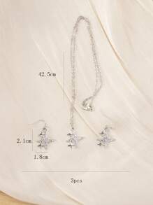 3 cái / bộ Bộ trang sức trang trí ngôi sao Rhinestone - Bạc - Xem 3