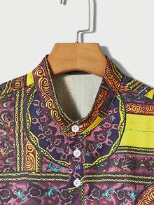 Manfinity Men Mandala Print Half Button Shirt - Multicolor - View 3