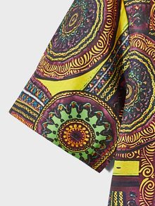 Manfinity Men Mandala Print Half Button Shirt - Multicolor - View 4