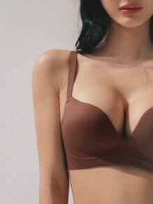 DAZY Solid Wireless Bra - Chocolate Brown - View 8