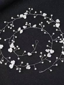 1pc Women Faux Pearl & Flower Decor Elegant Hair Band Valentine's Day Accessories