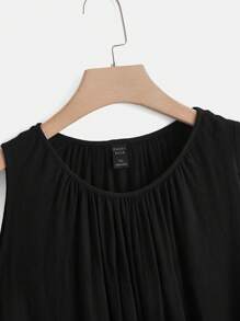 SHEIN LUNE Plus Solid Tank Top & Pants - Black - View 3