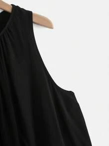 SHEIN LUNE Plus Solid Tank Top & Pants - Black - View 4