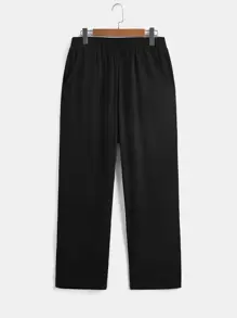 SHEIN LUNE Plus Solid Tank Top & Pants - Black - View 5
