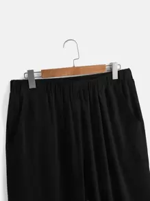 SHEIN LUNE Plus Solid Tank Top & Pants - Black - View 6