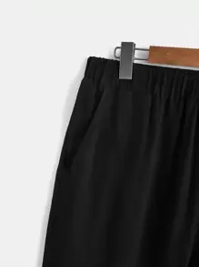 SHEIN LUNE Plus Solid Tank Top & Pants - Black - View 7