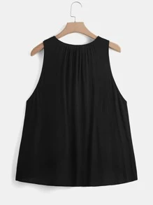 SHEIN LUNE Plus Solid Tank Top & Pants - Black - View 10