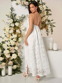 SHEIN 孕妇开叉蕾丝吊带连衣裙