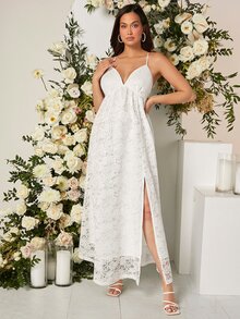 SHEIN 孕妇开叉蕾丝吊带连衣裙