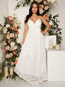 SHEIN 孕妇开叉蕾丝吊带连衣裙