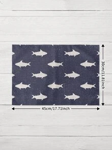 1入組鯊魚圖案餐墊廚房餐桌用現代聚酯桌墊 - 彩色 - 查看 3