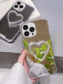 1入組水鑽裝飾心形手機氣囊支架 - 白色 - 查看 5