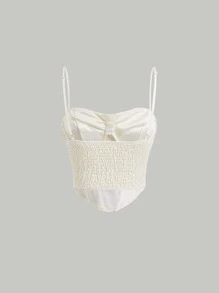 SHEIN MOD Ruched Front Cami Top - Beige - View 2