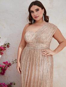 YISIKADO Đầm Plus Size Dây kéo màu trơn Buổi tiệc - Rượu sâm banh - Xem 4