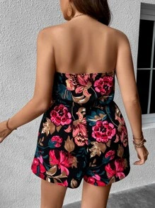 SHEIN VCAY 大碼印花抹胸連體短褲 - 彩色 - 查看 3