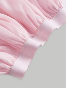 SHEIN MOD Solid Puff Sleeve Crop Top & Skirt - Baby Pink - View 5