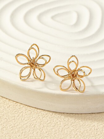 Pendientes tipo botón con diseño de flor, regalo para San Valentín, mamá, madre, Día de la Madre