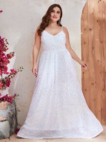 YISIKADO Vestido de tirantes con lentejuelas - Blanco - Ver 1
