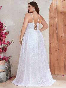 YISIKADO Vestido de tirantes con lentejuelas - Blanco - Ver 2