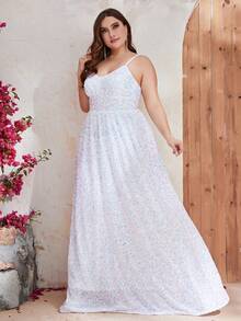 YISIKADO Vestido de tirantes con lentejuelas - Blanco - Ver 4