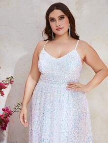 YISIKADO Vestido de tirantes con lentejuelas - Blanco - Ver 7