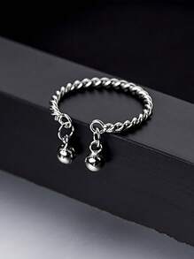 1入組簡約精緻吊墜可調節女士戒指純銀白色精美珠寶派對禮物 - 銀色 - 查看 2