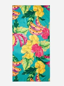 SHEIN Swim Summer Beach Tropical Print Beach Blanket - Multicolor - View 2