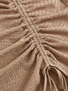 SHEIN MOD 不對稱領抽繩高衩連衣裙