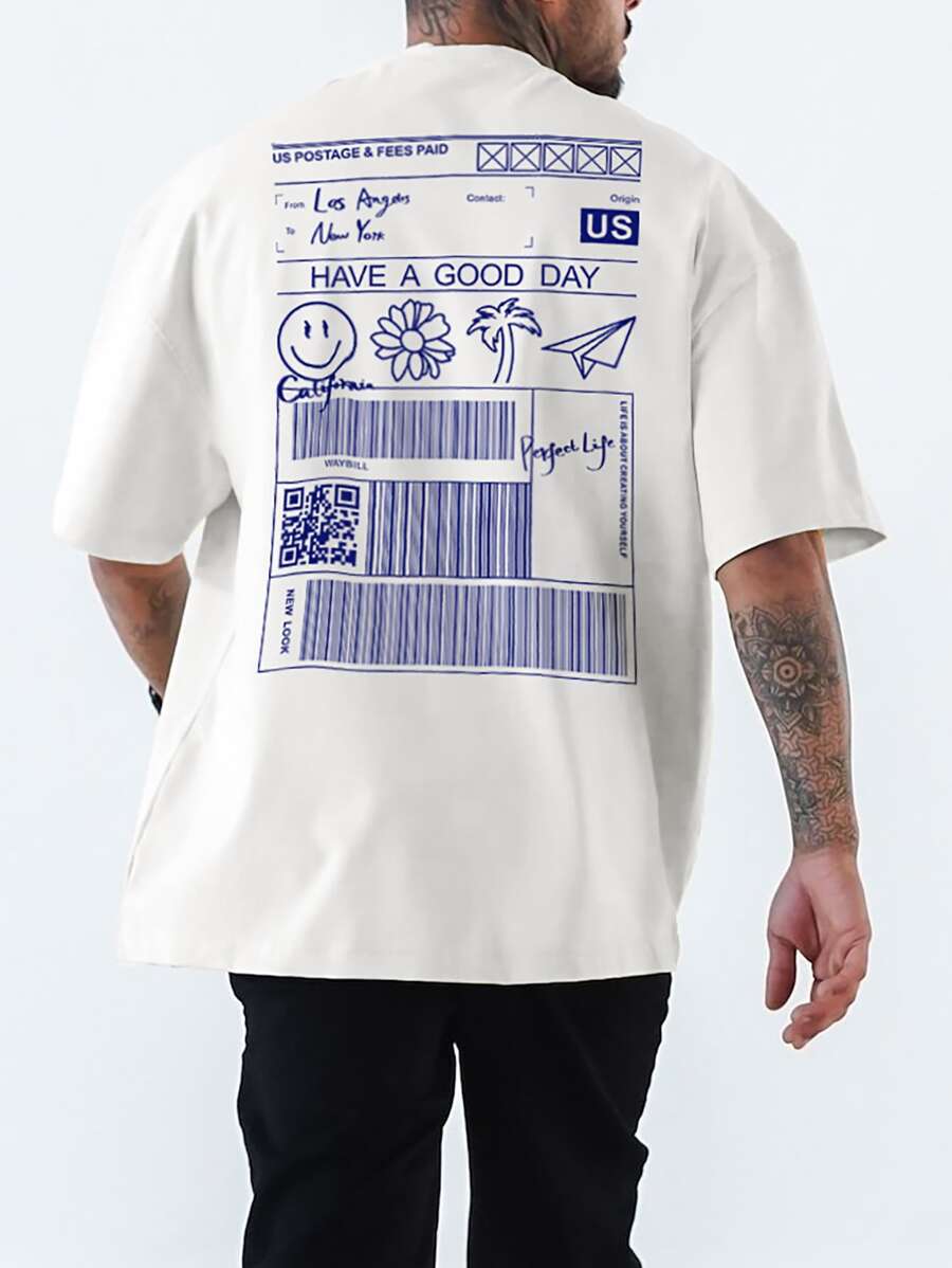 Manfinity EMRG Áo thun & Áo lót Nam Hoa Lá thư Giải trí - trắng - Xem 1