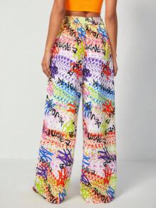 Dé Johnea Bianca Quần ống rộng in họa tiết Graffiti thiết kế, ngày lễ, kỳ nghỉ - Nhiều màu - Xem 2