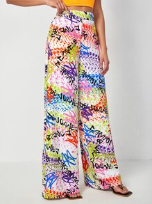 Dé Johnea Bianca Quần ống rộng in họa tiết Graffiti thiết kế, ngày lễ, kỳ nghỉ - Nhiều màu - Xem 5